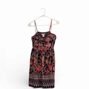 Band Of Gypsies Floral Fit & Flare Spaghetti Strap Mini Dress